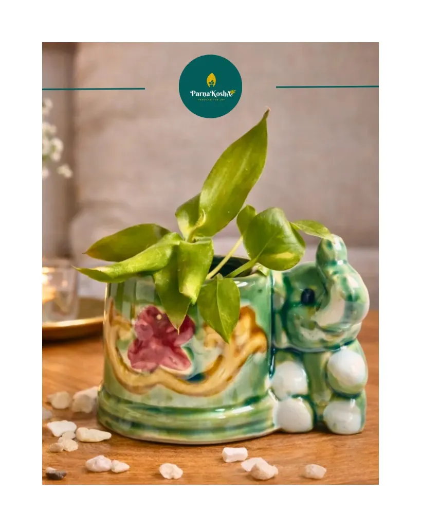 Green Elephant with Barrel