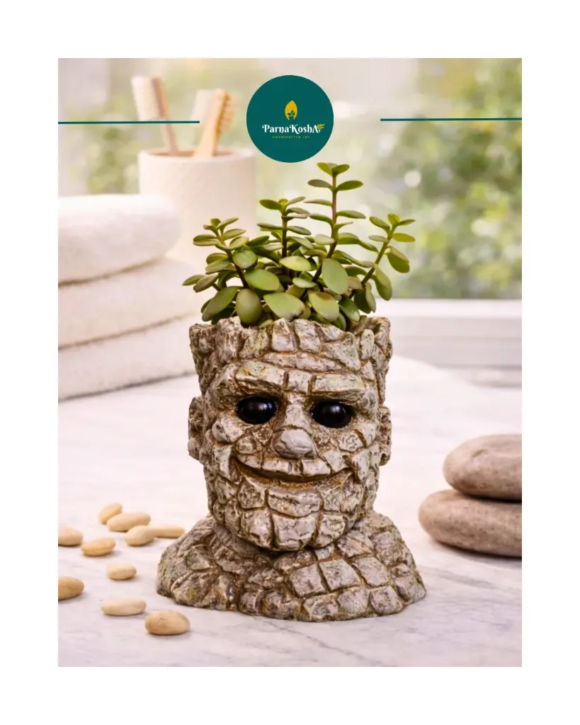 Stone Face Resin Planter